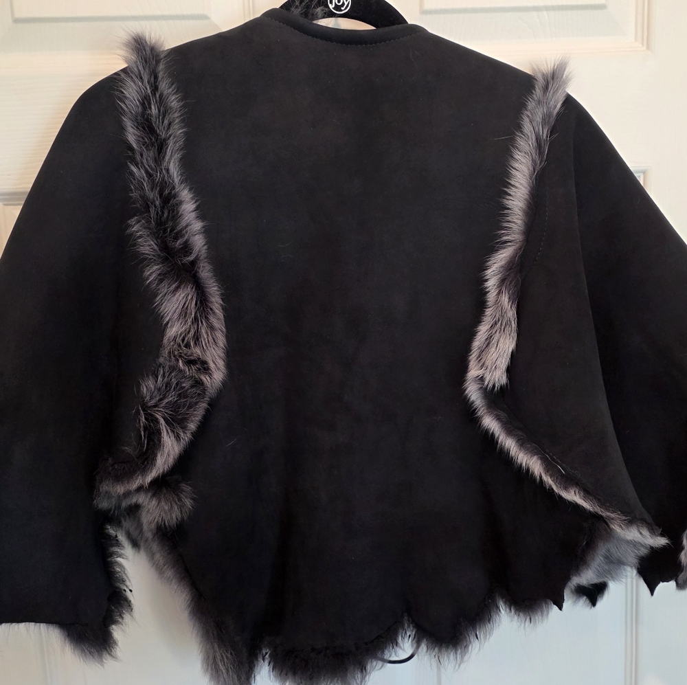 Handmade Leather Shearling Cape Cloak Renaissance Faire Reversible